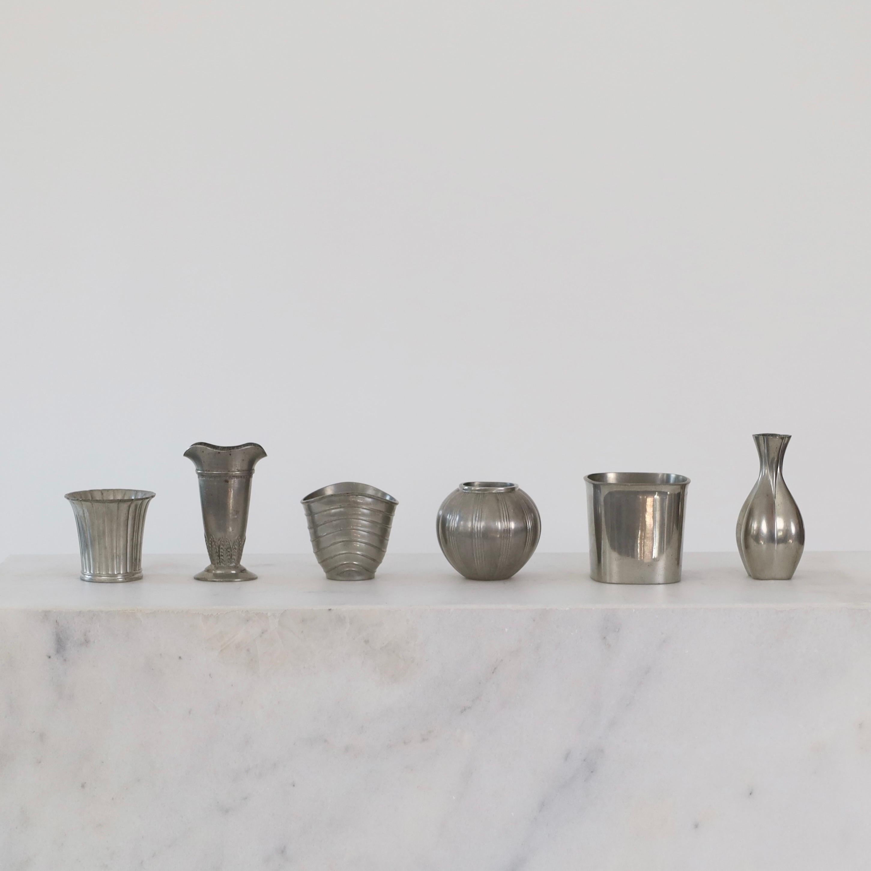 Art Deco Collection of art deco Pewter vases by Just Andersen, 1930s, Denmark