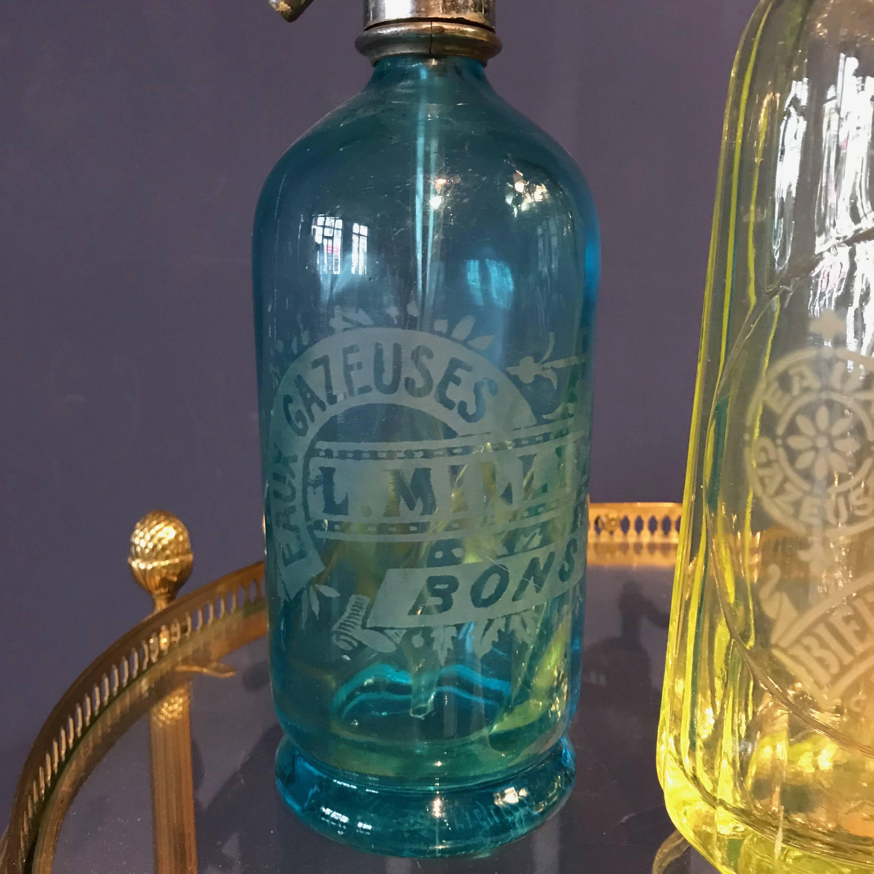Collection of Art Nouveau Syphon Seltzer Bottles, Soda Bottle, 1900, France In Excellent Condition In Biebergemund, Hessen