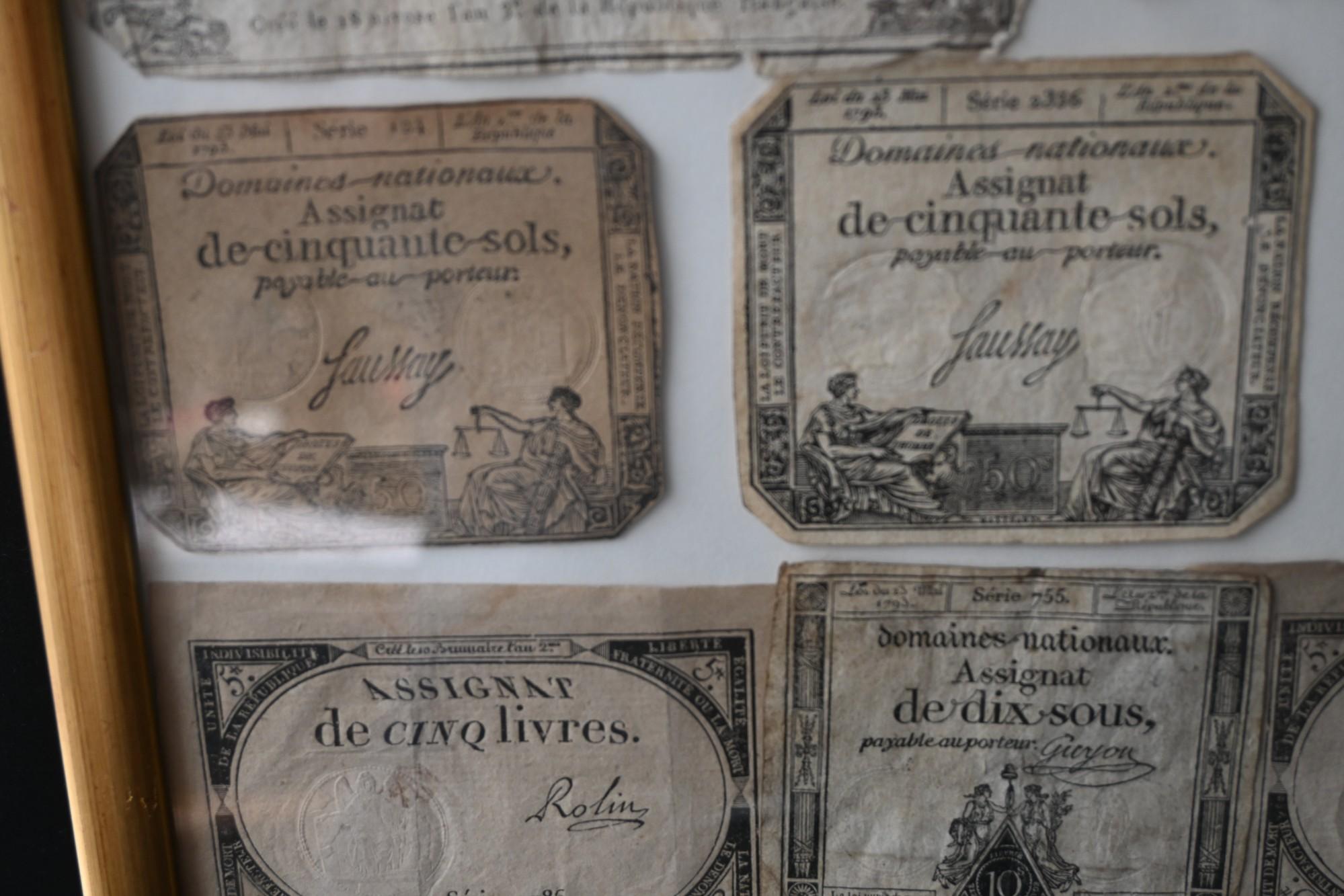 Colección De Assignats Monedas Revolucionarias Francesas, finales del siglo XVIII Papel en venta