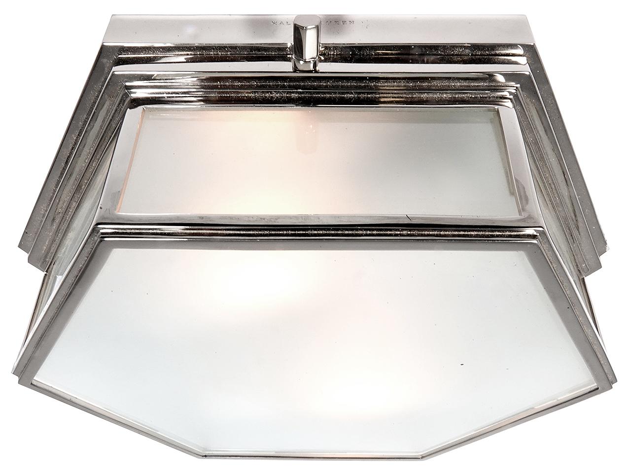 We have a small collection if these high quality flush mount fixtures. They are priced per lamp. This way you can buy just one or the whole collection The construction is heavy cast and nickel plated with frosted glass panels. They can still be