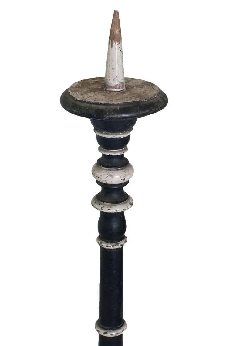 European Collection of Black and White Painted Italian Candleholders For Sale