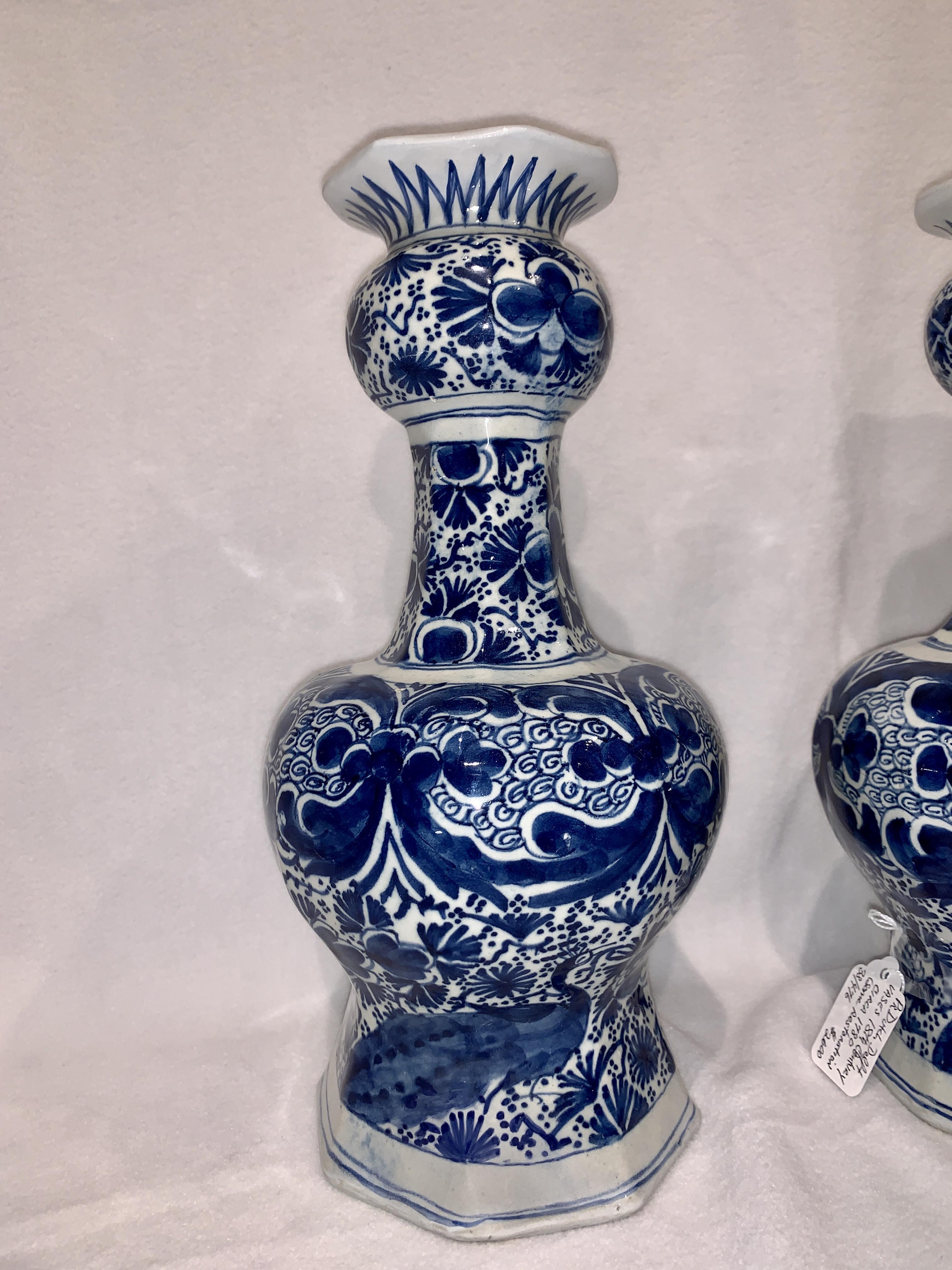 18th Century and Earlier Collection of Dutch Delft Blue and White Vases Mid 18th Century