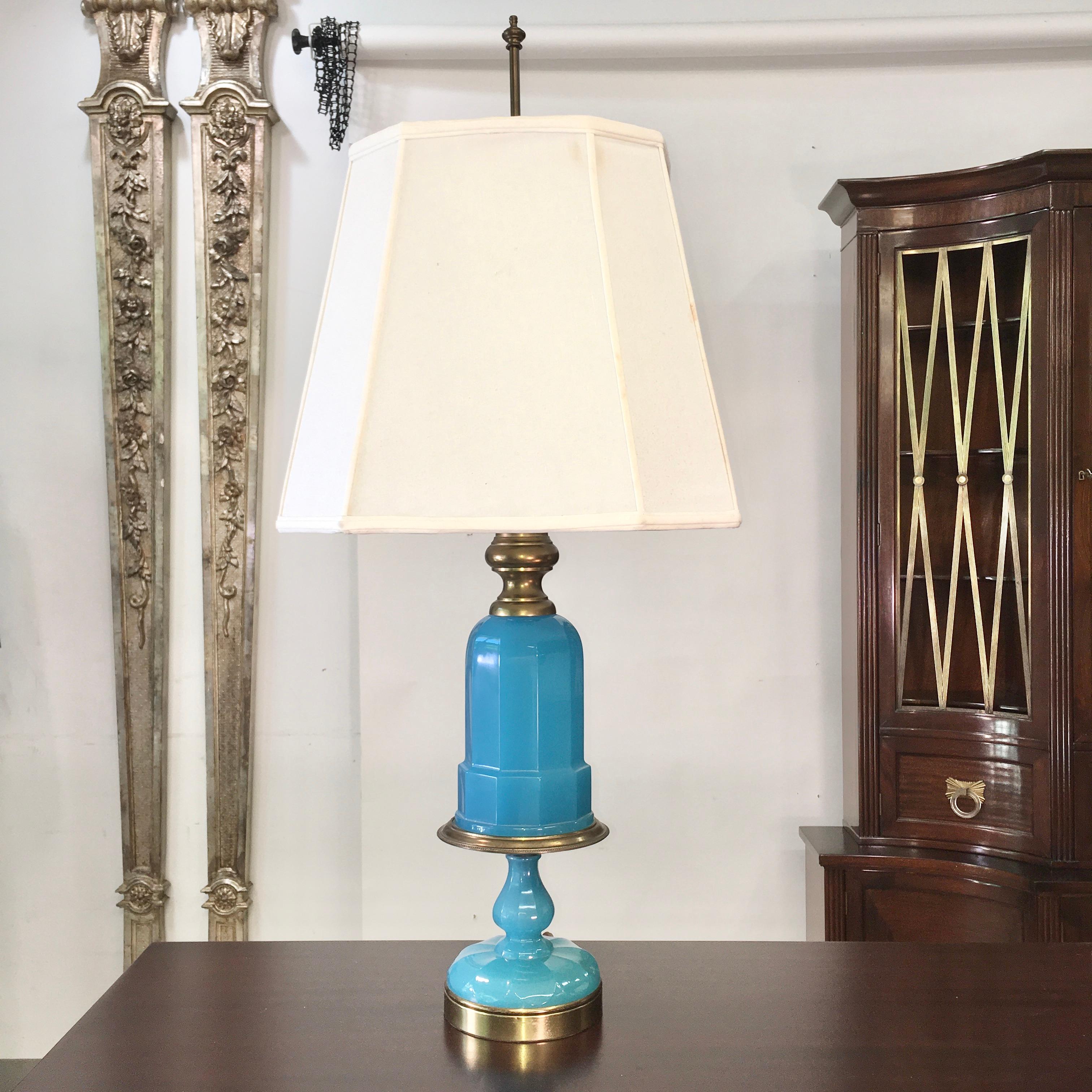 antique blue glass lamp