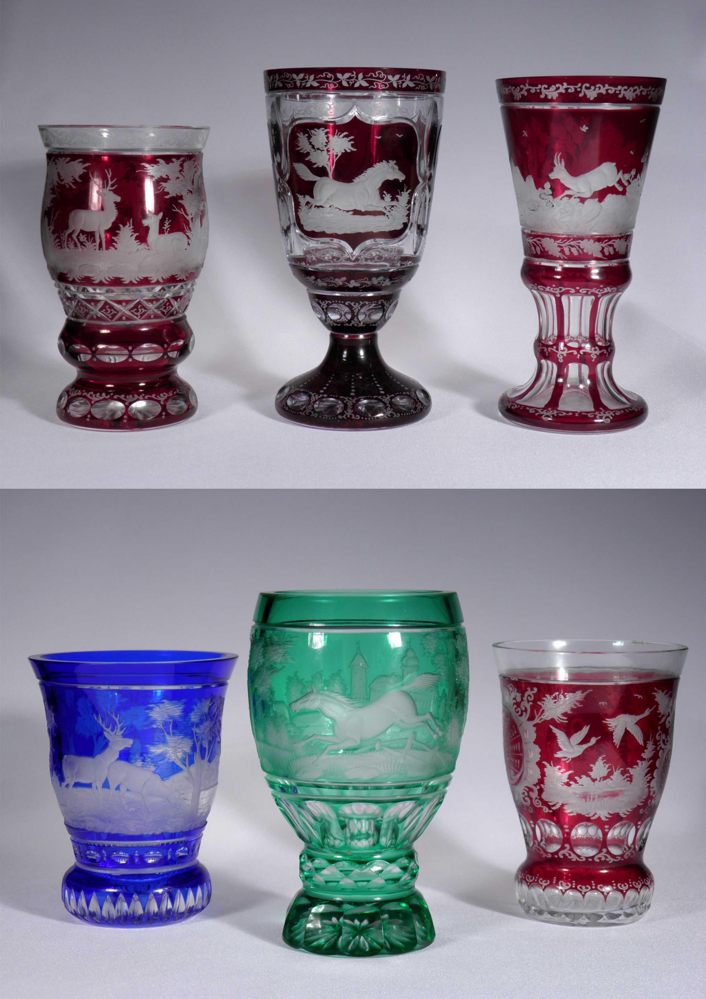 Czech Collection of Bohemian European Vintage Glass 19-20th century