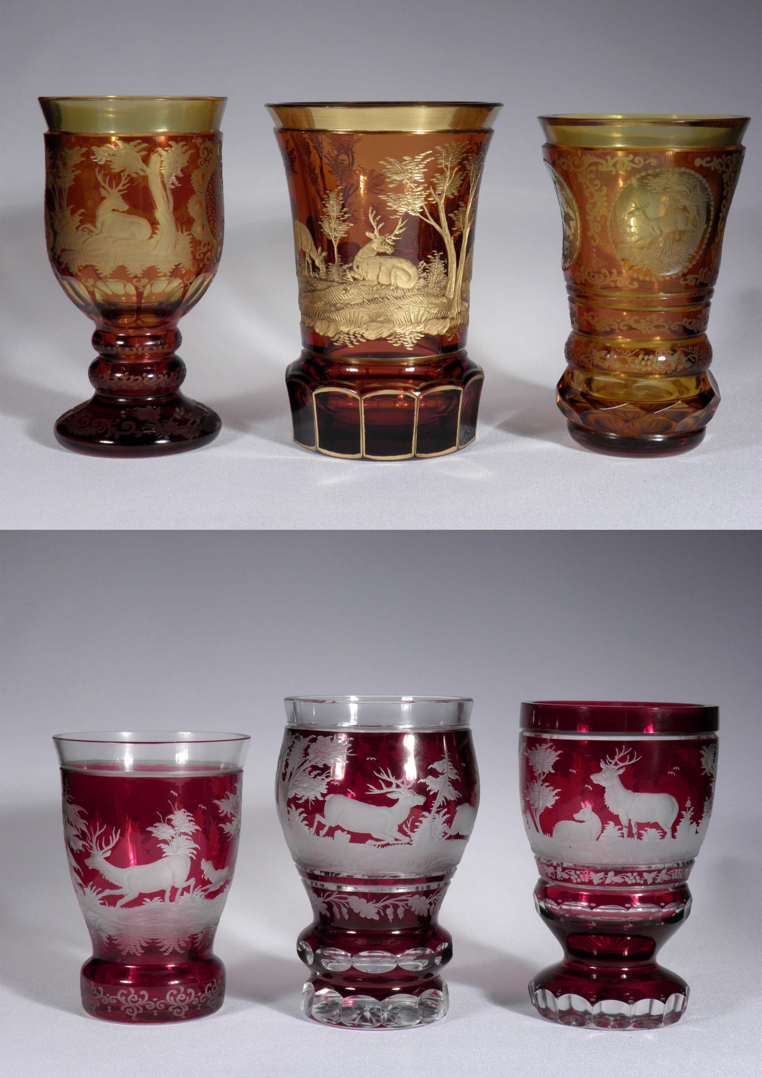 Collection of Bohemian European Vintage Glass 19-20th century In Good Condition In Nový Bor, CZ