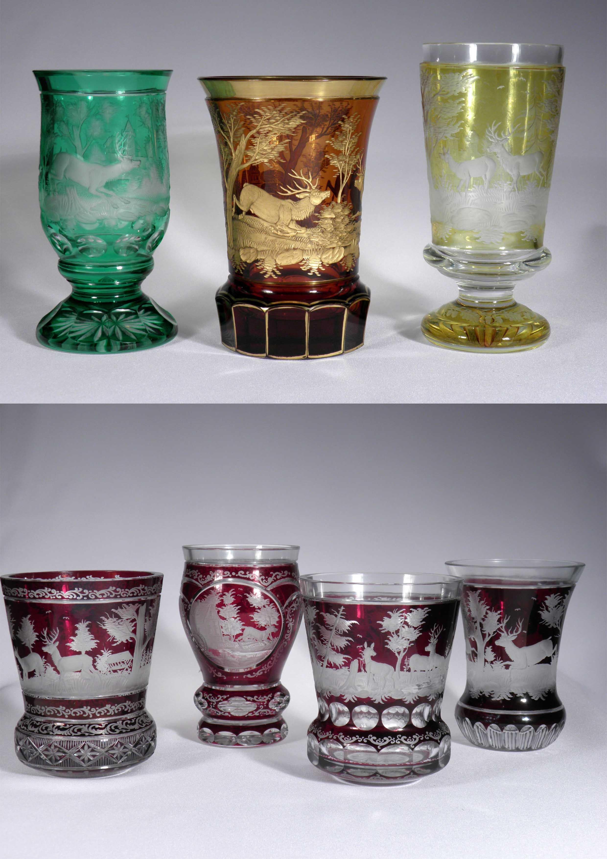 20th Century Collection of Bohemian European Vintage Glass 19-20th century