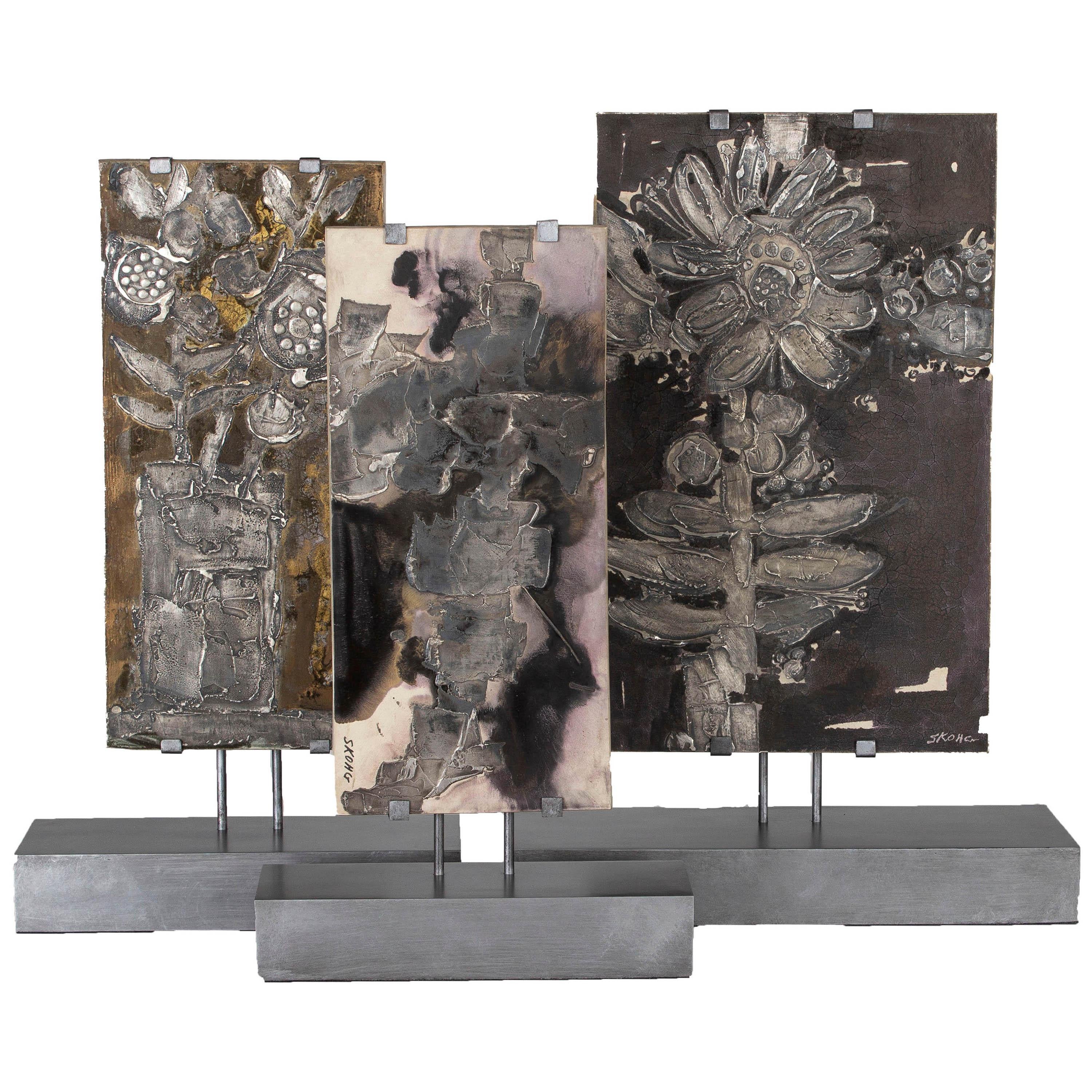 Collection of Borge Skohg Silver on Porceline Tiles "Argenta Collection" For Sale