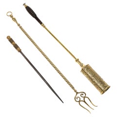Collection of Brass Fire Place Tools