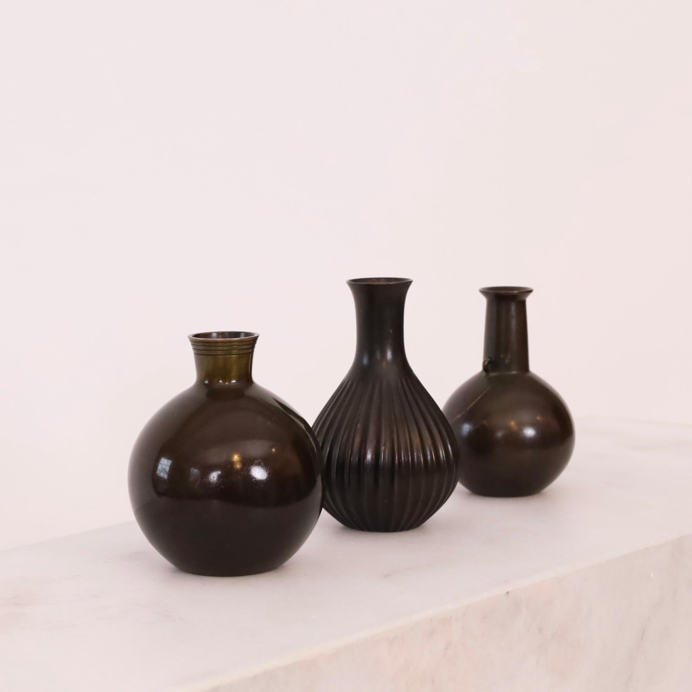 Collection of bronze vases by Just Andersen, 1920s, Denmark For Sale 6