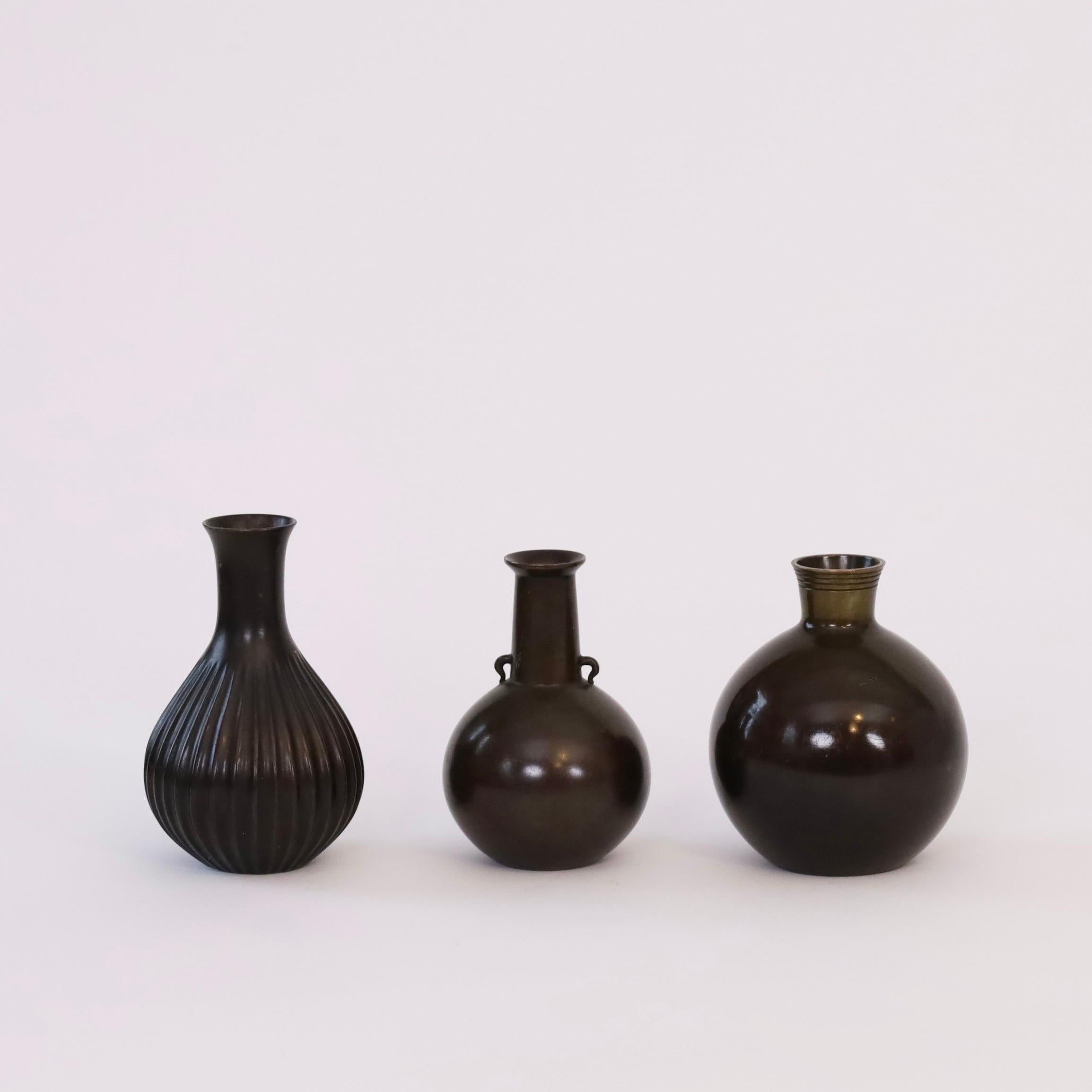Early 20th Century Collection of bronze vases by Just Andersen, 1920s, Denmark For Sale