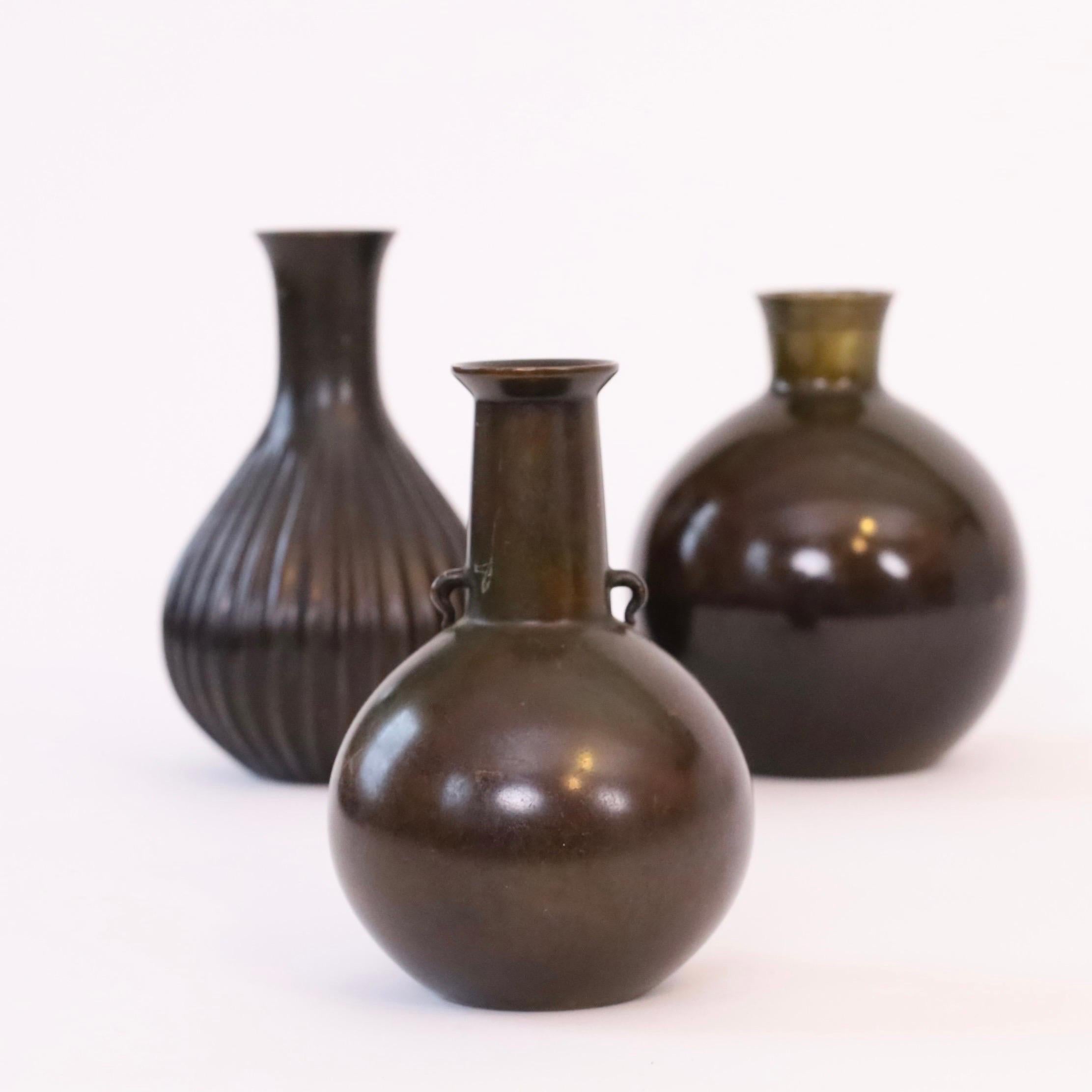 Collection of bronze vases by Just Andersen, 1920s, Denmark For Sale 2