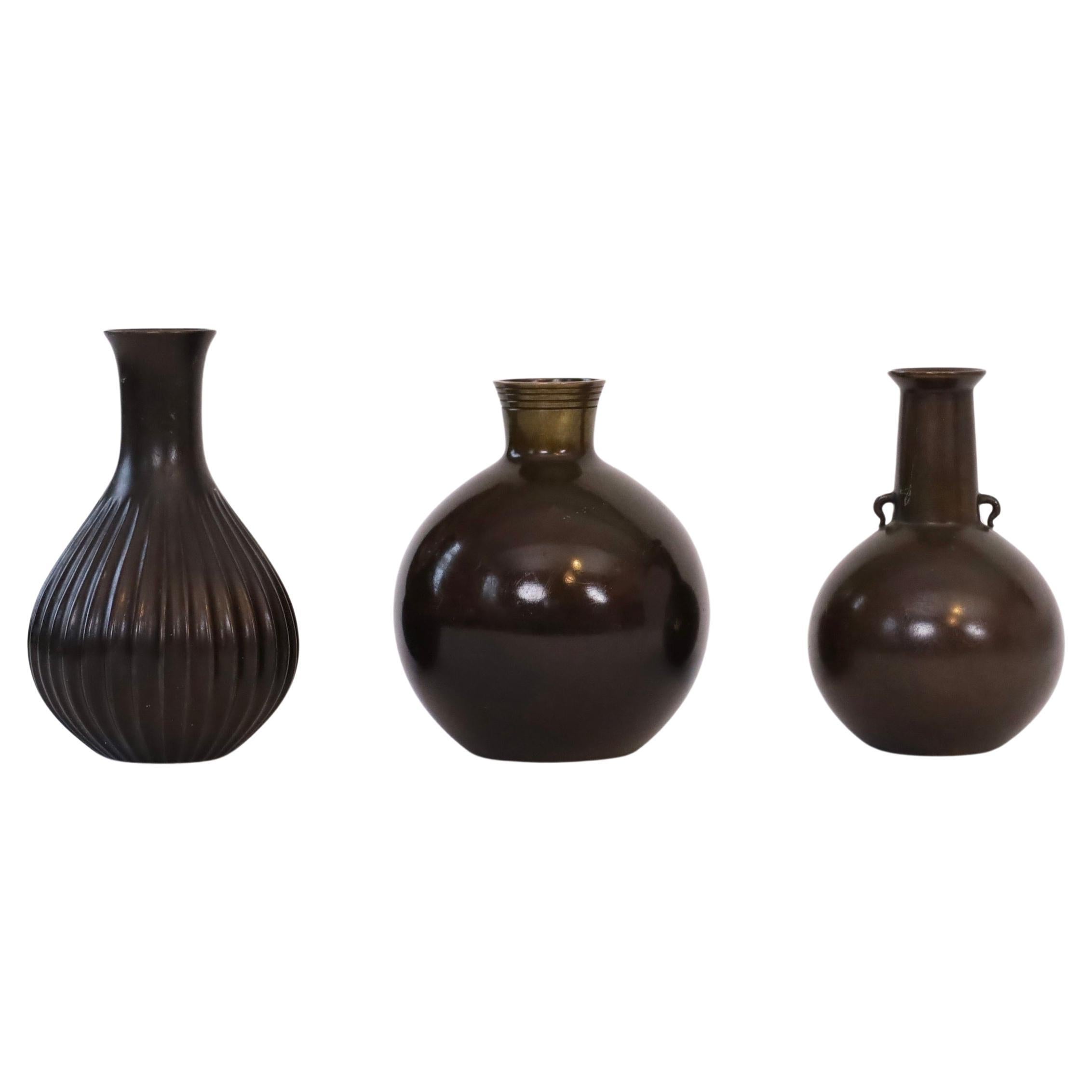 The Collective of bronze vases by Just Andersen, 1920s, Denmark en vente