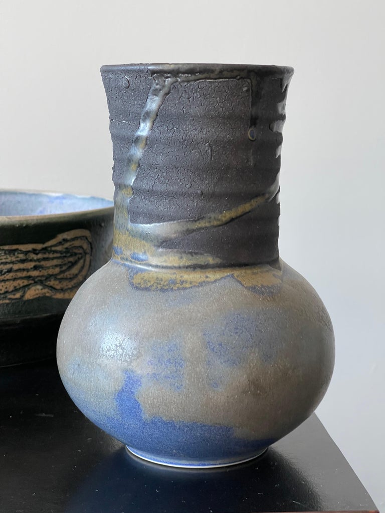 Collection of Ceramic Vessels Vase and Bowls Listed Artists For Sale at 1stDibs