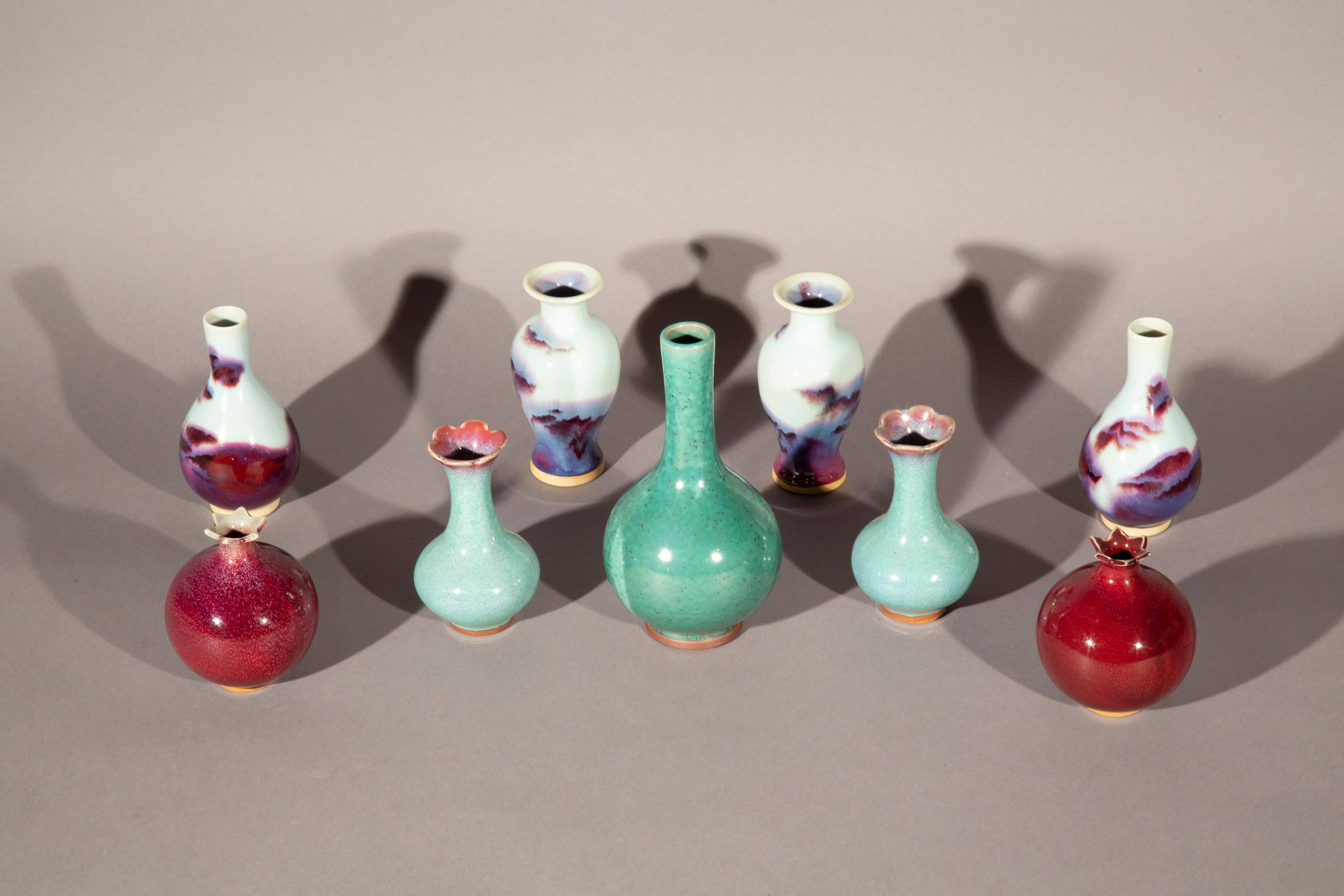 Collection of Nine Chinese Porcelain Glazed Vases 1