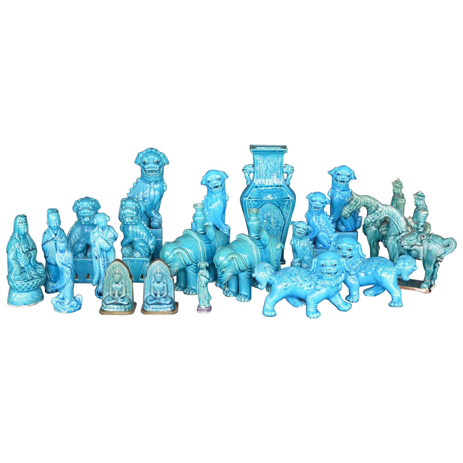 Collection of Chinese Turquoise Figurines