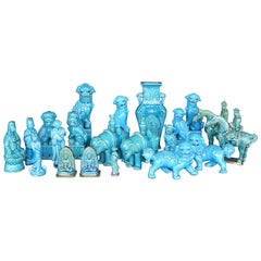 Vintage Collection of Chinese Turquoise Figurines