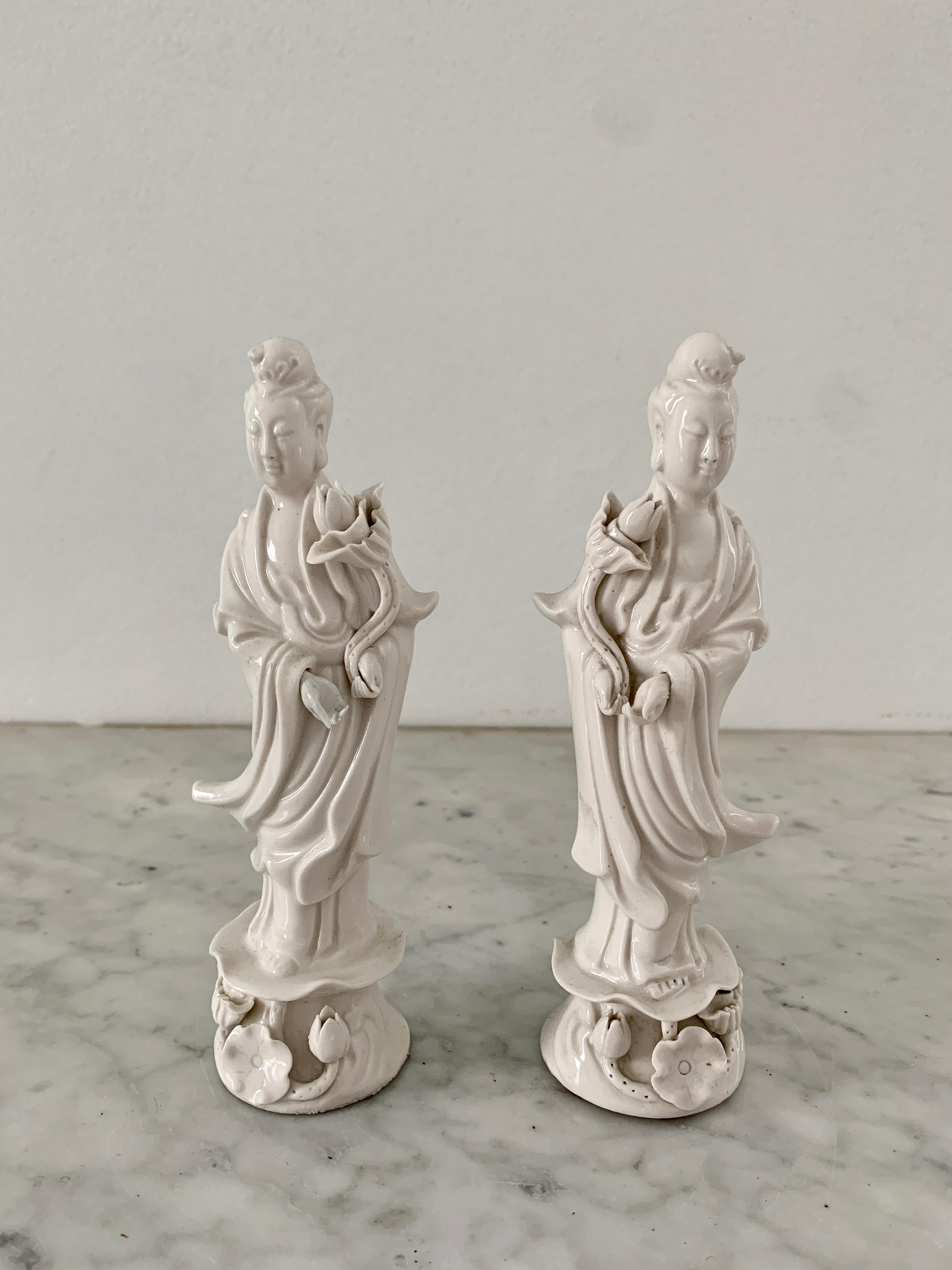 20th Century Collection of Chinoiserie Blanc De Chine White Porcelain Figures, a Set of 7