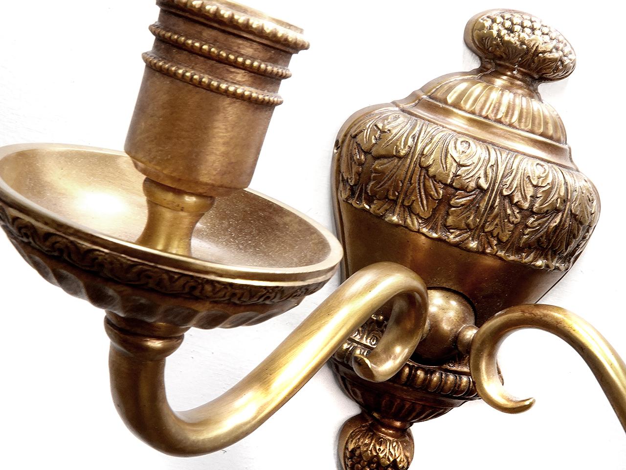 American Collection of Classic Bronze Double Candle Sconces For Sale