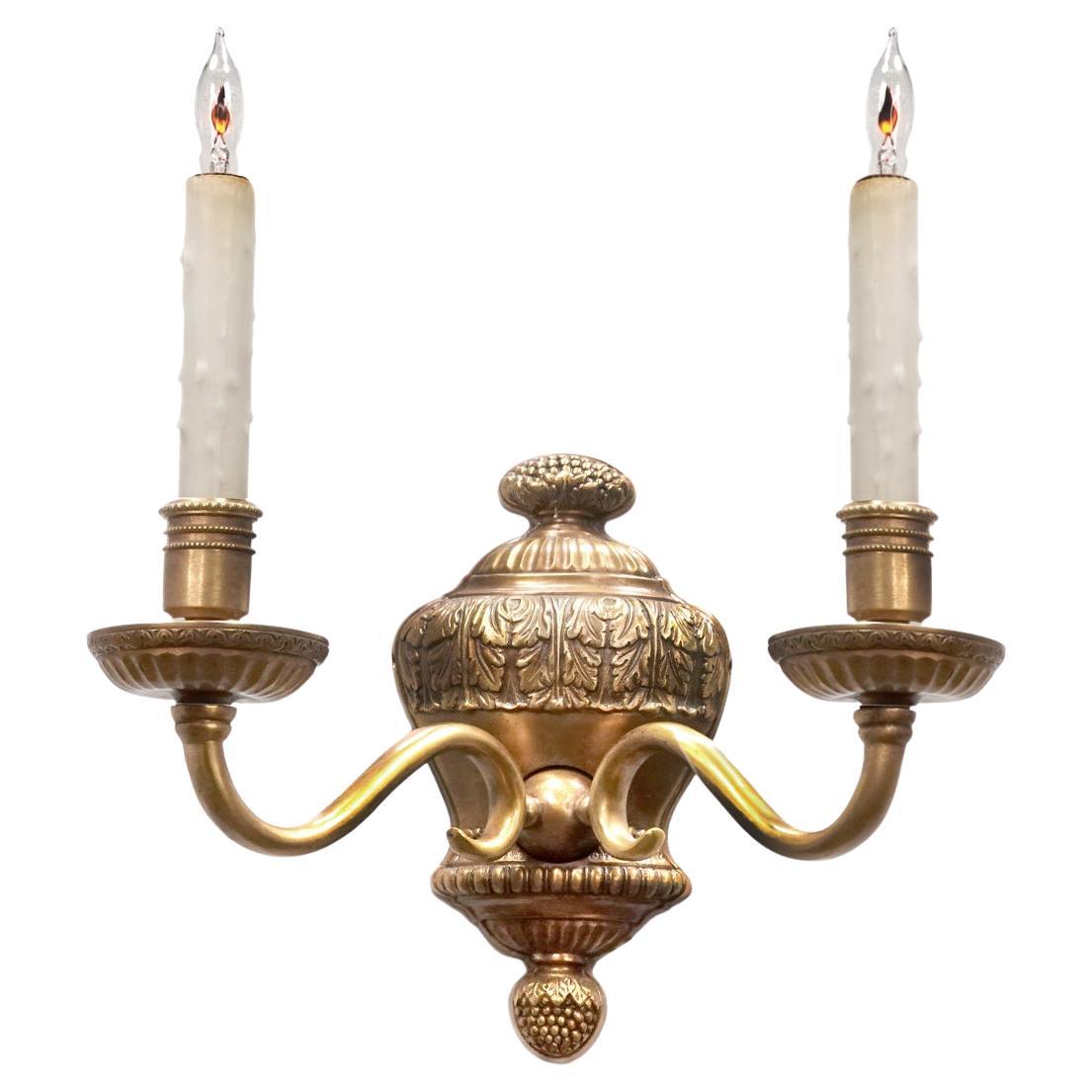 Collection of Classic Bronze Double Candle Sconces For Sale