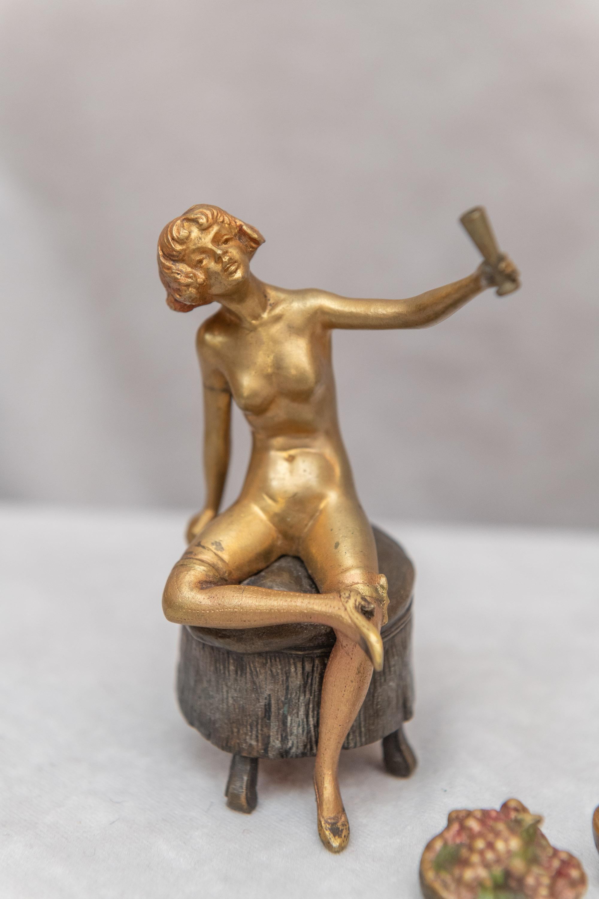 Sammlung von erotischen Wiener Bronzen mit Kaltbemalung:: Gießerei Bergmann:: um 1920 3
