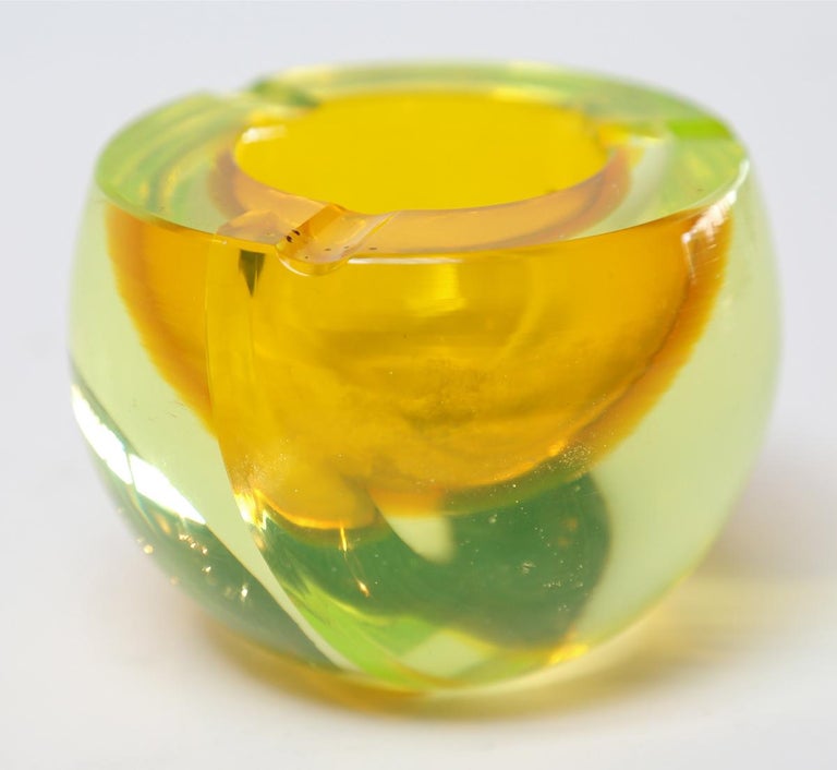 Colorful murano glass pieces (ashtrays), only yellow and green left. Priced individually.
