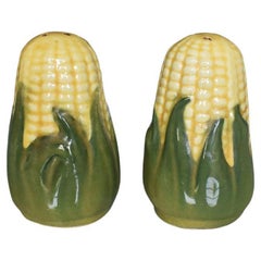 Collection of Corn King Shawnee Pottery Serving Set in Yellow and Green, 1930s