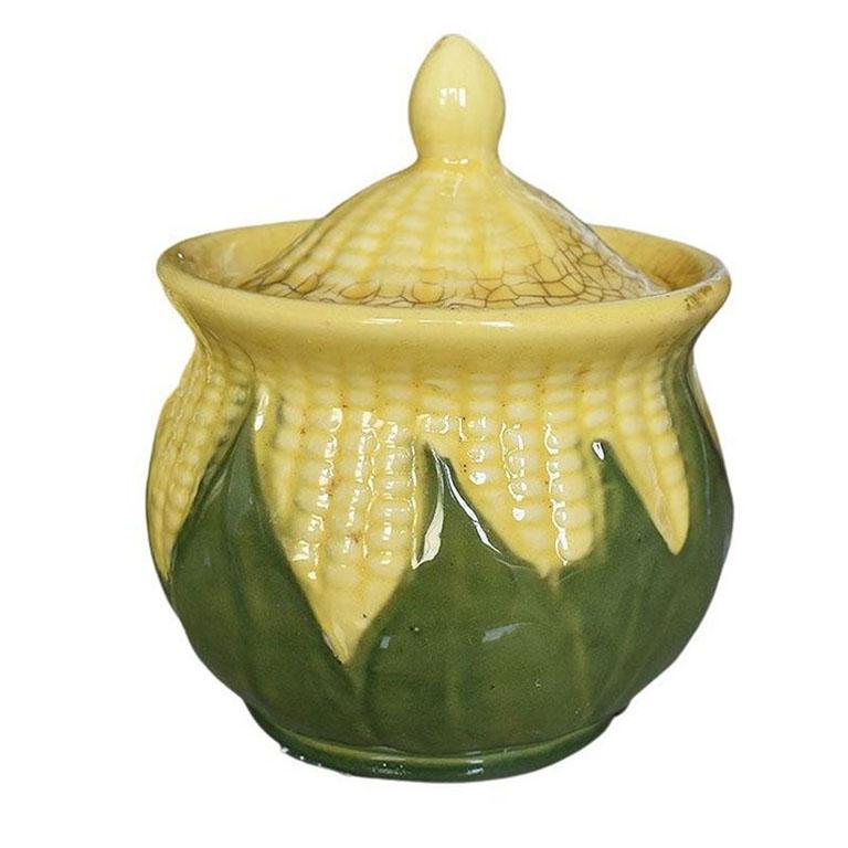 Collection of Corn King Shawnee Pottery Serving Set in Yellow and Green