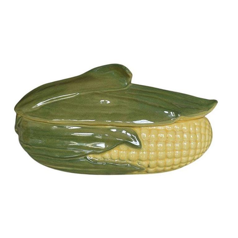 Mid-Century Modern Collection of Corn King Shawnee Pottery Serving Set in Yellow and Green, 1930s