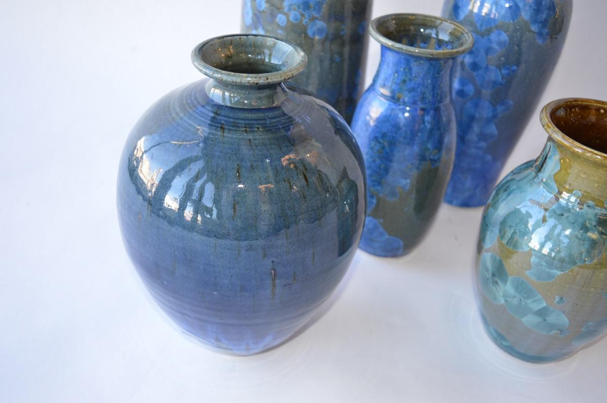 American Collection of Crystalline Glazed Ceramics in Blue