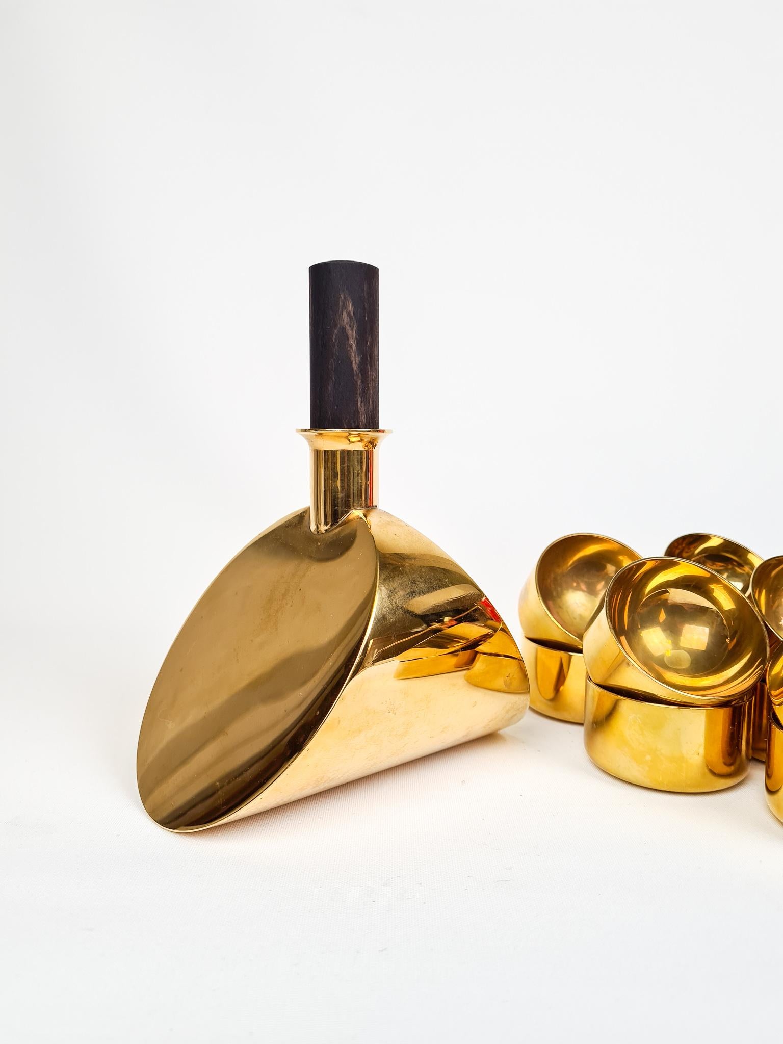 Swedish Collection of Decanter and Bowls in Brass Pierre Forsell Skultuna, Sweden, 1970s For Sale