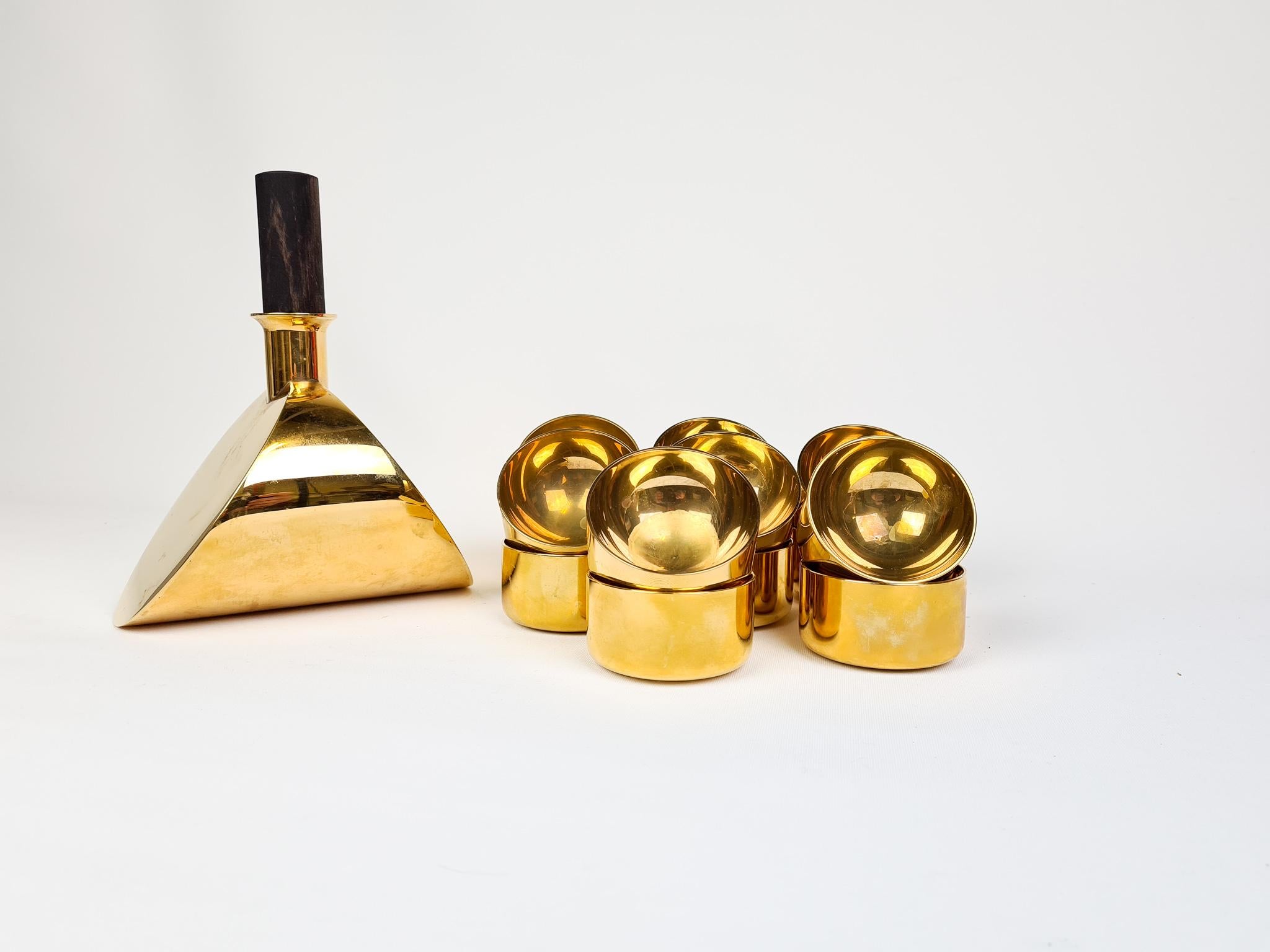 Late 20th Century Collection of Decanter and Bowls in Brass Pierre Forsell Skultuna, Sweden, 1970s For Sale