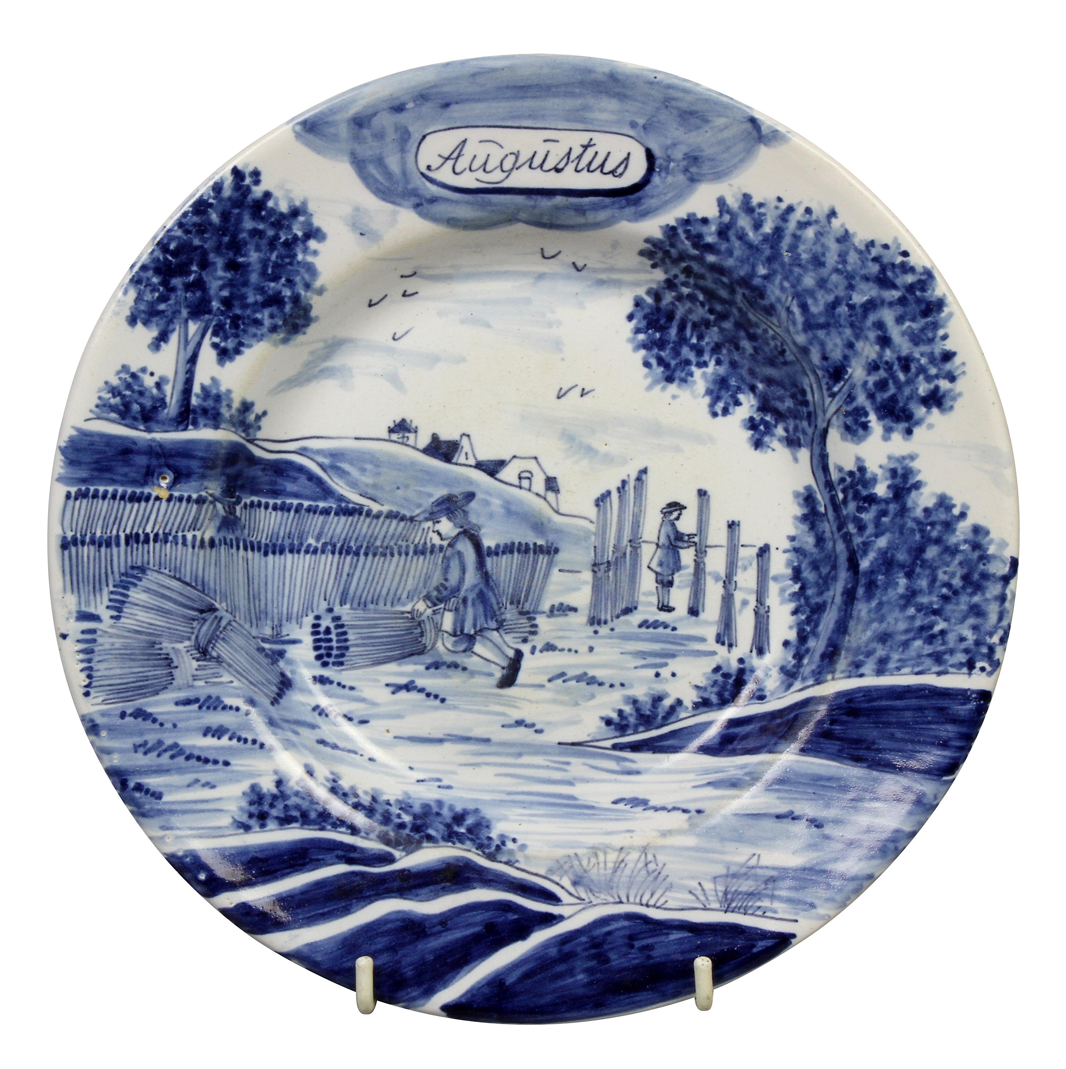 Collection of Delft Blue and White Month Plates 5