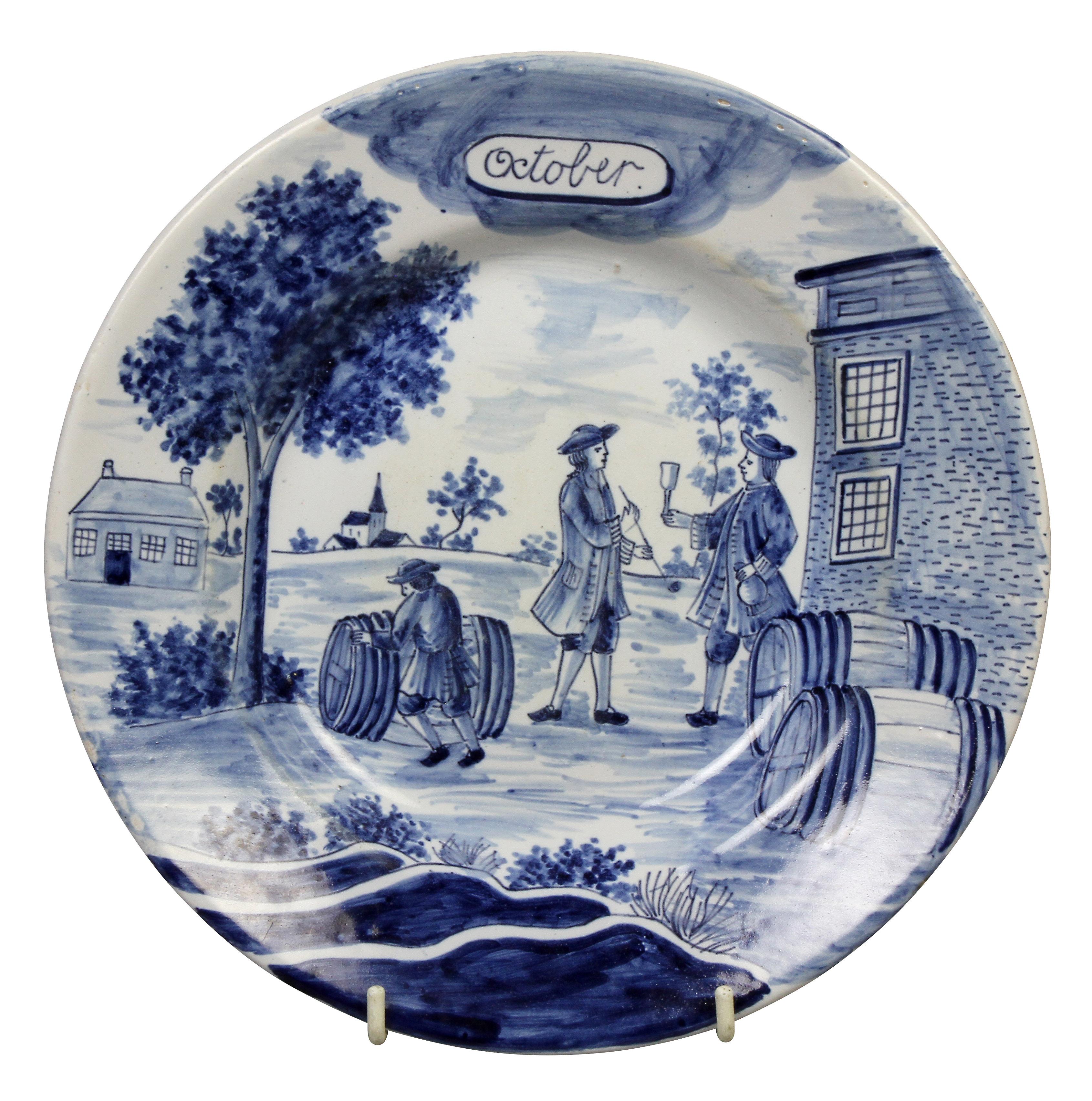 Collection of Delft Blue and White Month Plates 6