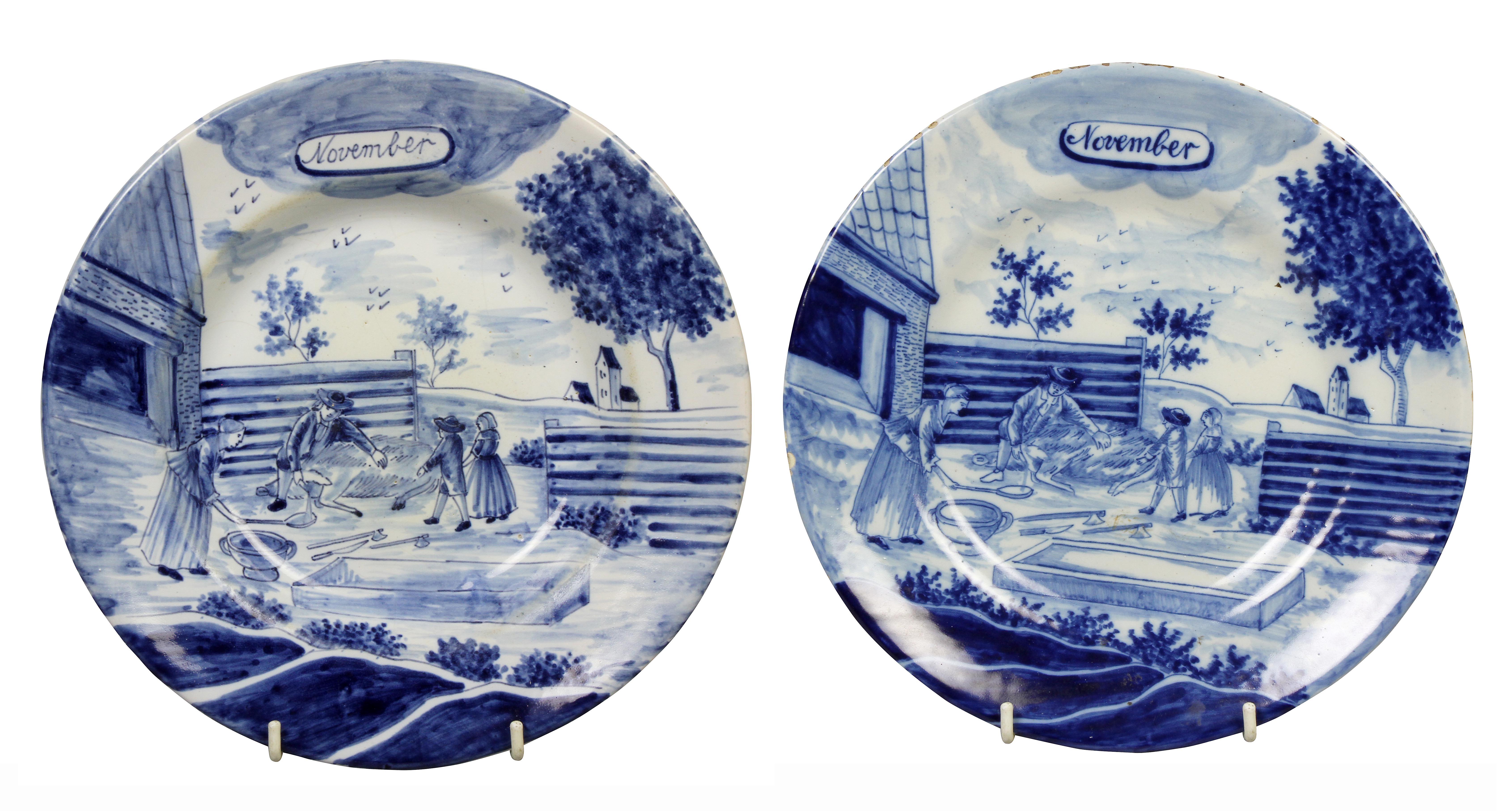 Collection of Delft Blue and White Month Plates 8