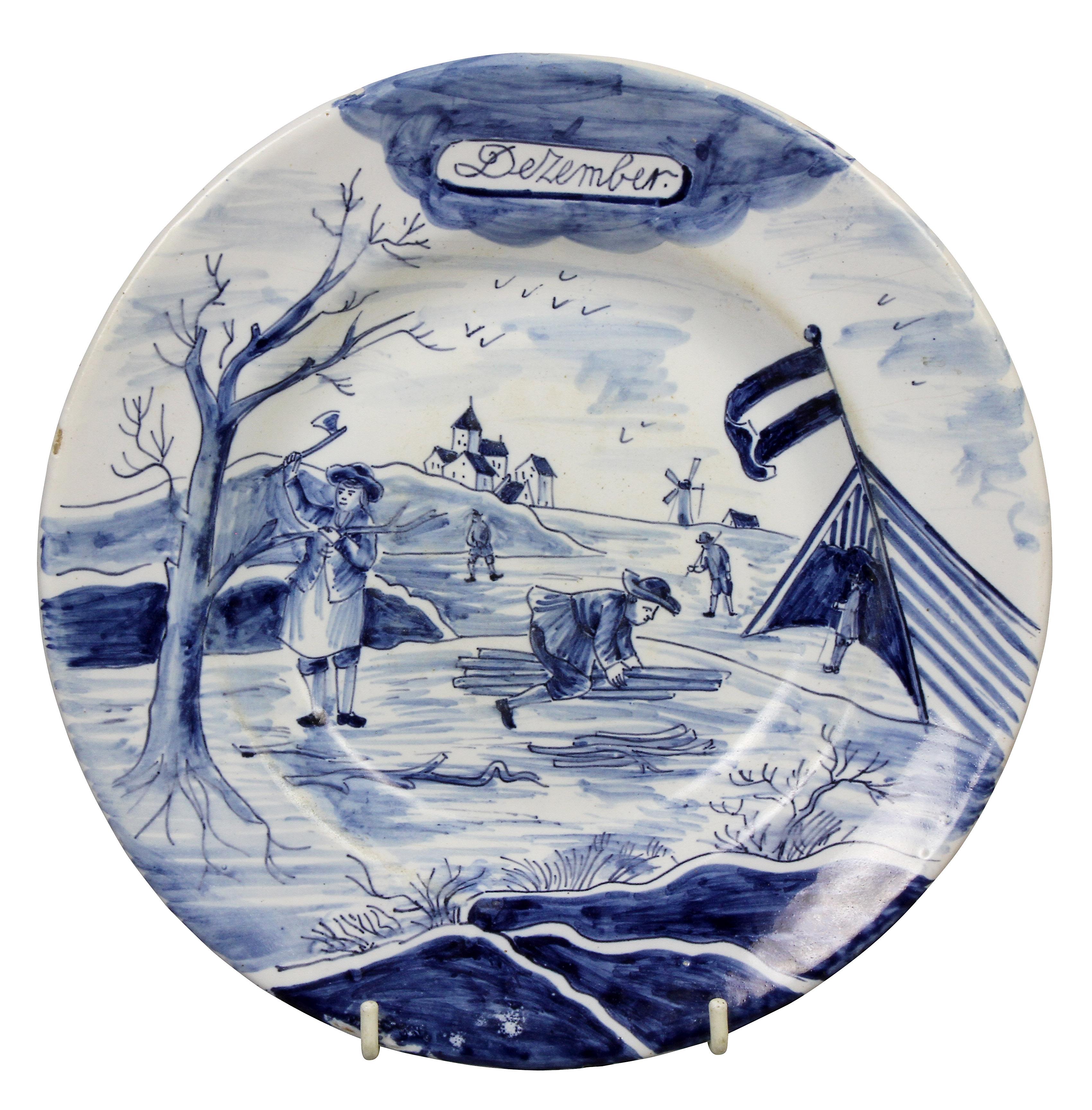 Collection of Delft Blue and White Month Plates 9