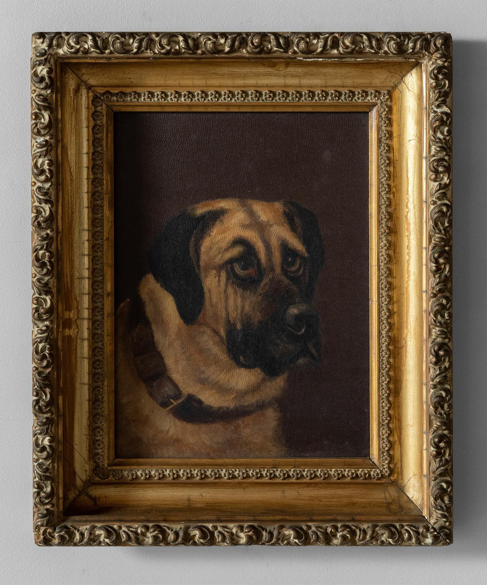 Collection of Dog Oil Paintings and Cast Iron Door Stops, circa 1880-1960 4