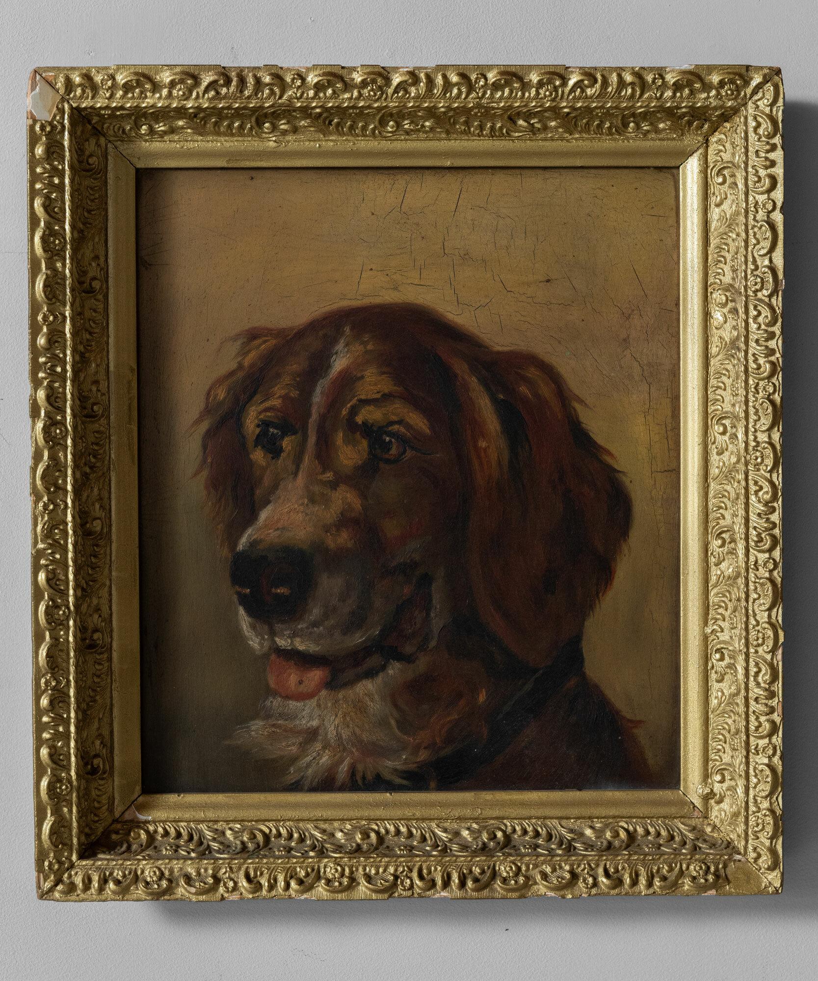 Collection of Dog Oil Paintings and Cast Iron Door Stops, circa 1880-1960 1