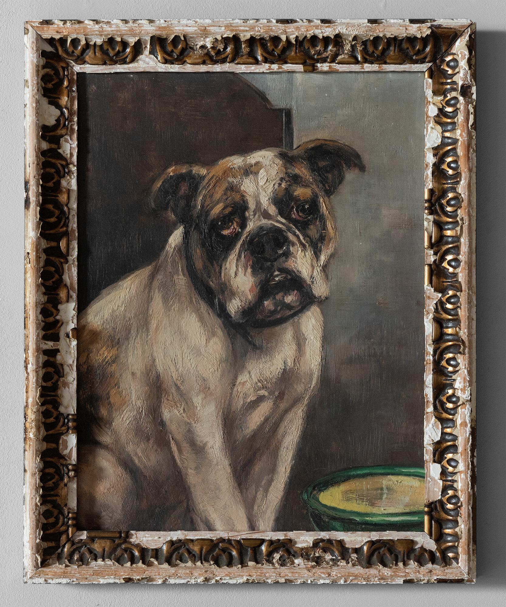 Collection of Dog Oil Paintings and Cast Iron Door Stops, circa 1880-1960 3