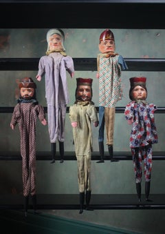 Collection of Early 20th Century German Punch & Judy Puppets Marionettes