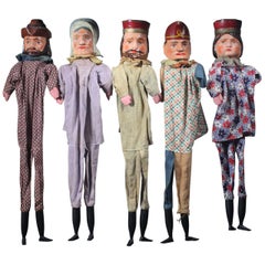 Sammlung von deutschen Kasperlepuppen des frühen 20. Jahrhunderts & Marionetten