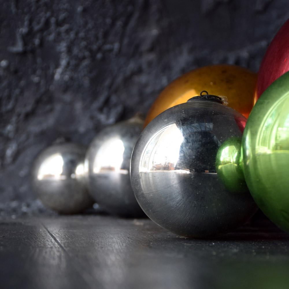 Hand-Carved Collection of Early 20th Century Mercury Glass Witches Balls