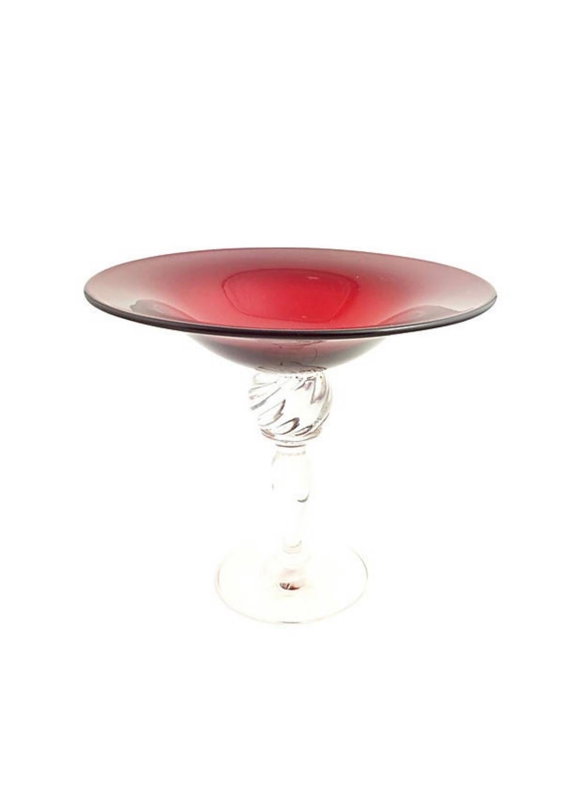 Collection of Early 20th Century Pairpoint Red Glass Vase Compotes Candle Holder In Good Condition In Miami Beach, FL