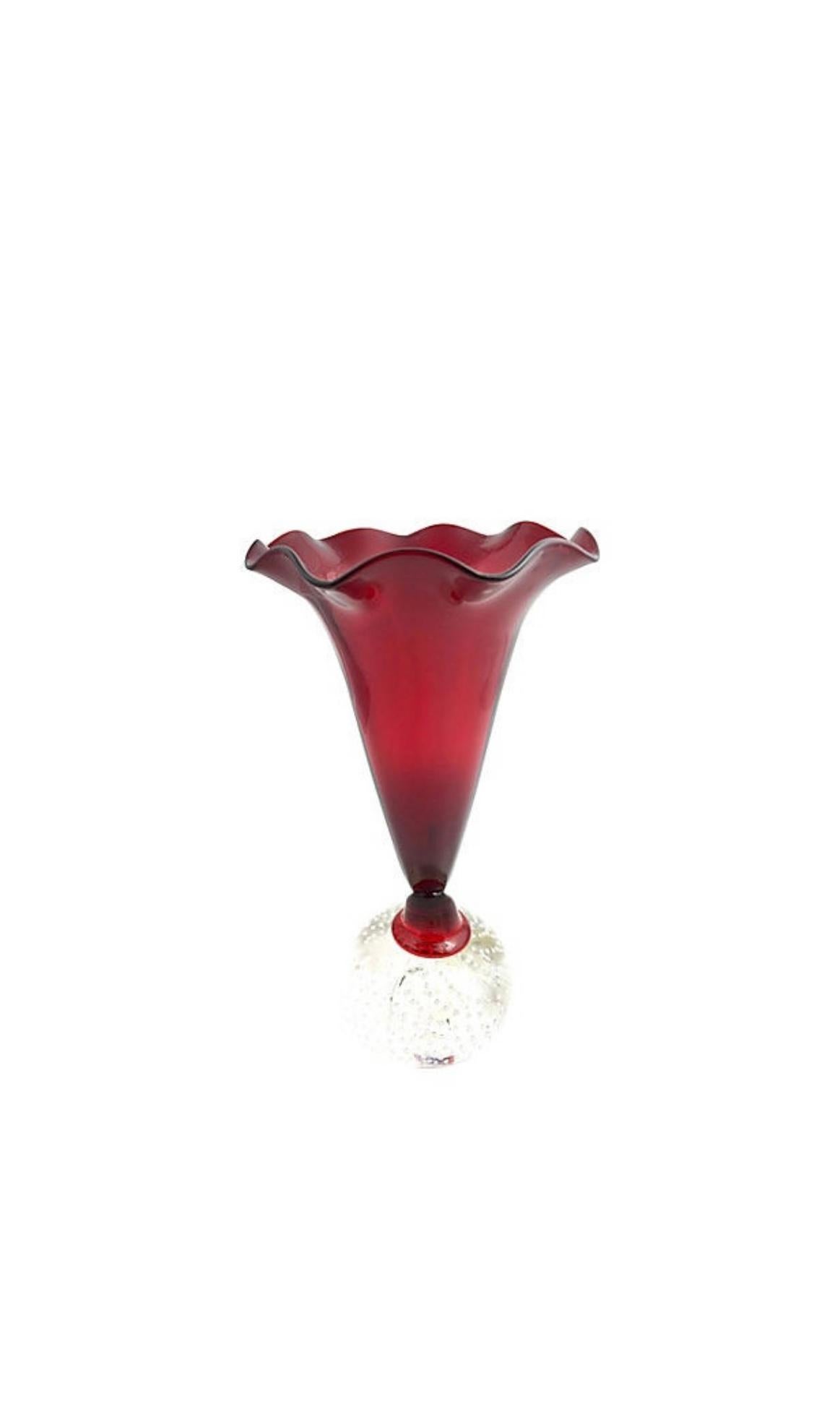 Collection of Early 20th Century Pairpoint Red Glass Vase Compotes Candle Holder 3