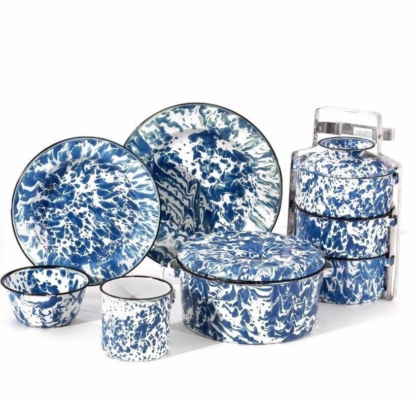 blue and white serveware