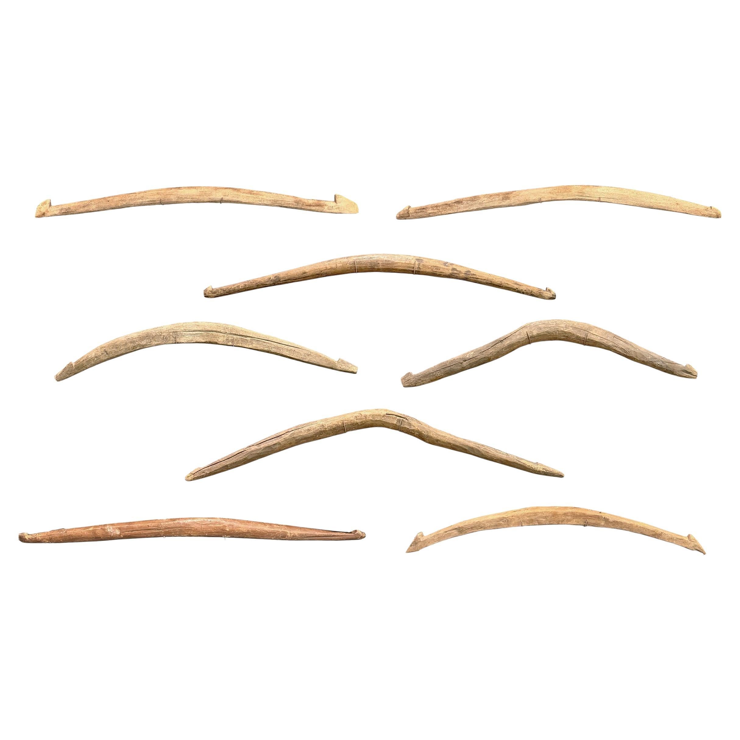Collection of Eight 19th/Early 20th Century Hog Gambrels on Custom Wall Mounts For Sale