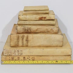 Collection of Eight Antique Weathered Vellum Books, Spain/Italy, 17th-19th C.