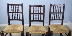 Collection of Eight Early 19th Century Ash and Elm Lancashire Spindleback Chairs