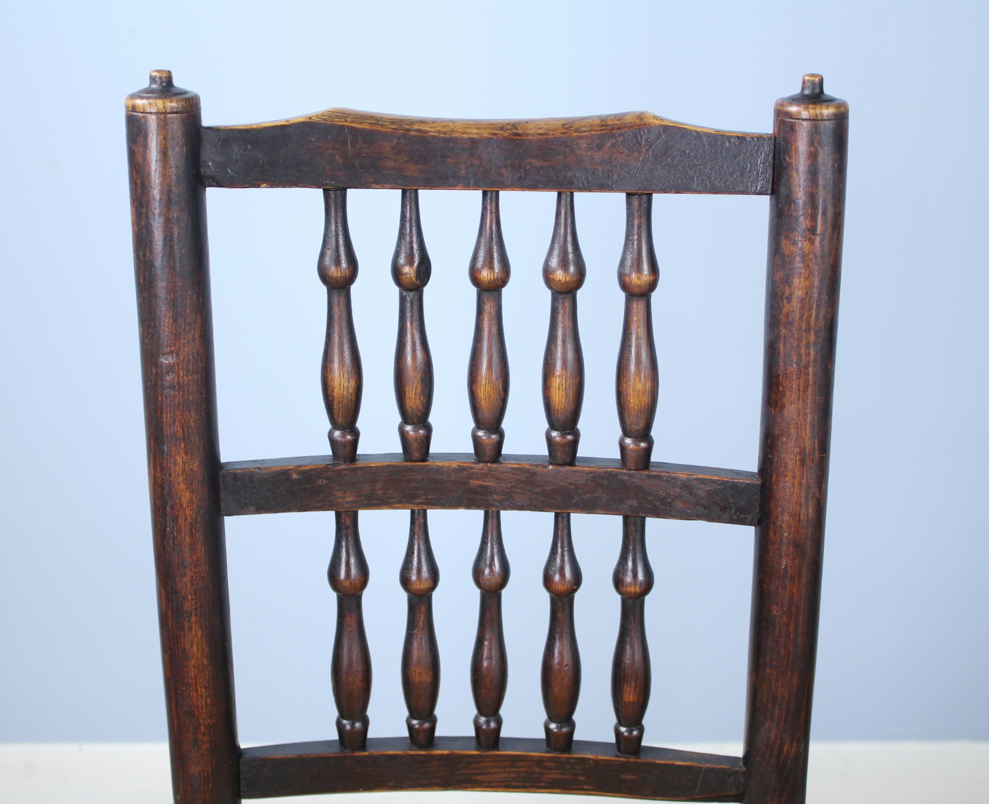 Collection of Eight Early 19th Century Ash and Elm Lancashire Spindleback Chairs In Good Condition For Sale In Port Chester, NY