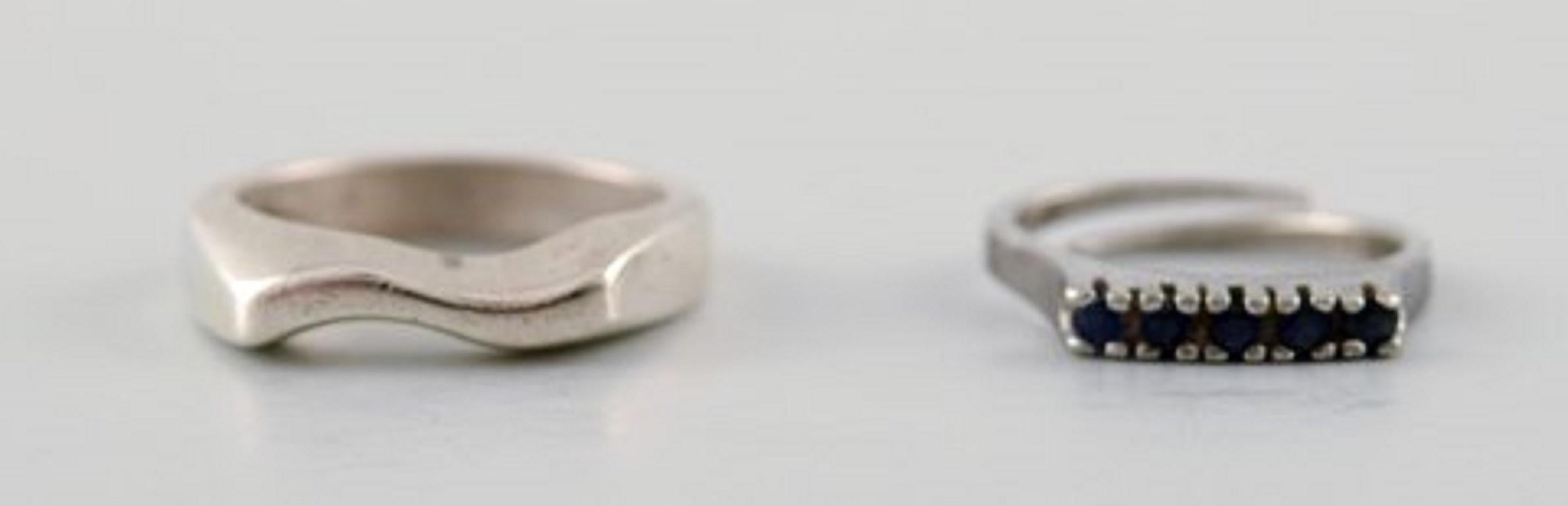 Collection of Eight Modern Stamped Silver Rings In Excellent Condition For Sale In bronshoj, DK