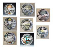 Collection of Eight Piero fornasetti hot Air Balloon Plates